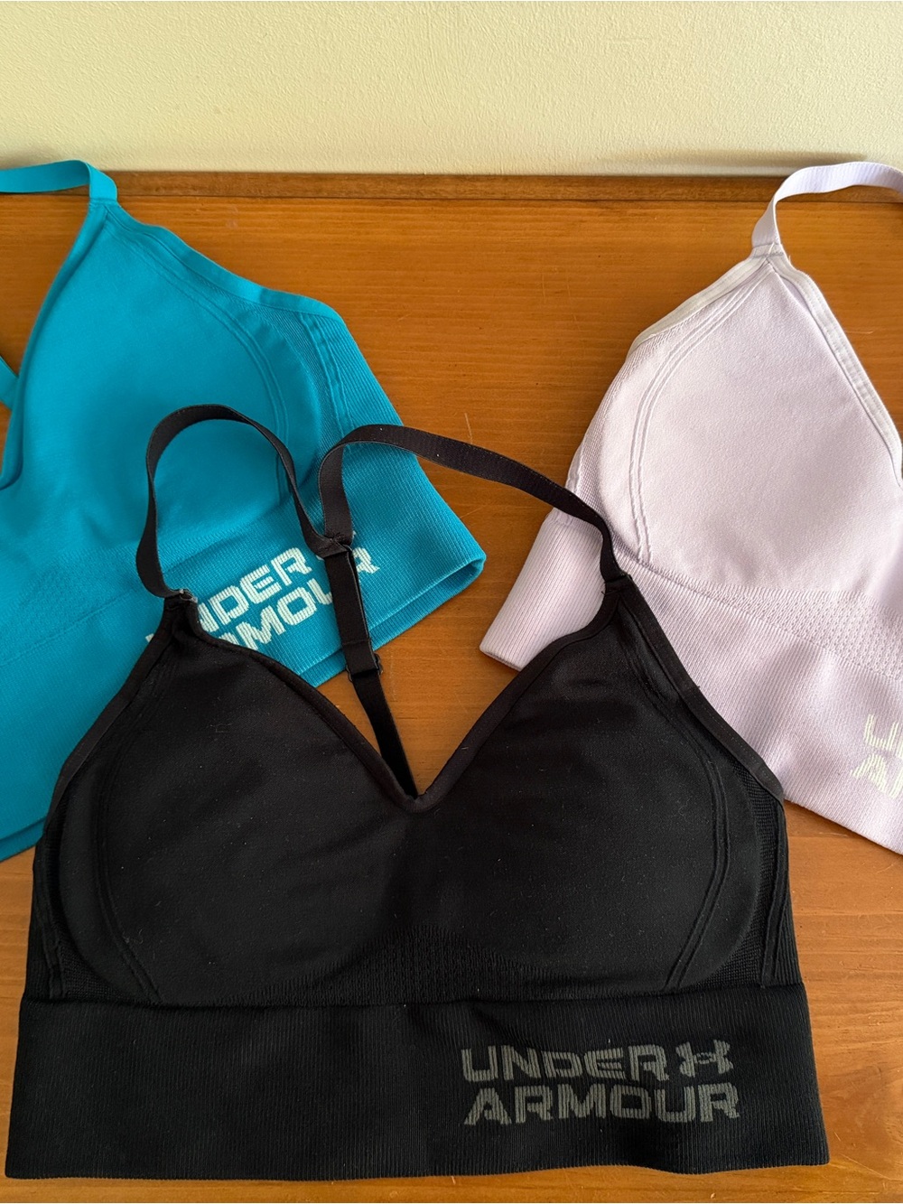 Under Armour Women’s 3-Pack Light Support Sports Bras - Black, Teal, Light Pink